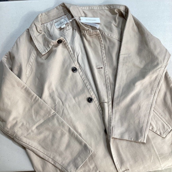 Outerknown Century Car Coat Mens L Latte Canvas Trench Over Coat 100% Cotton - Picture 1 of 8